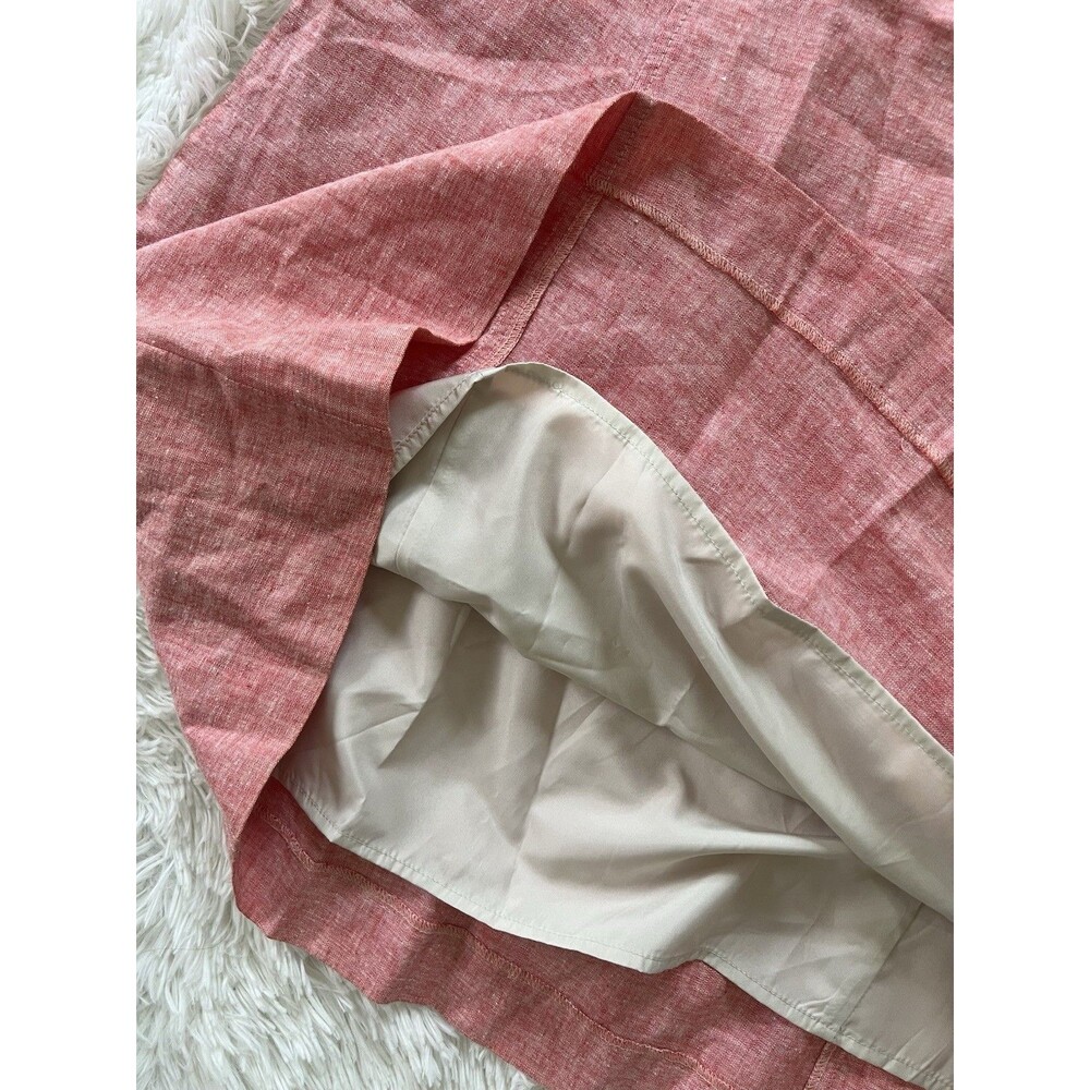 Kensie Linen Blend Mini Dress L NWT Coral Pink Lace Up Nautical Summer Sleeveles - Picture 11 of 12